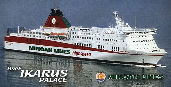 An official Minoan Lines postcard of Ikarus Palace An official Minoan Lines postcard of Ikarus Palace