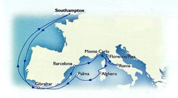Qiueen Victoria Cruise Map 2009