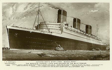 Boat Ship RMS Queen Mary Salmon Series postcard 