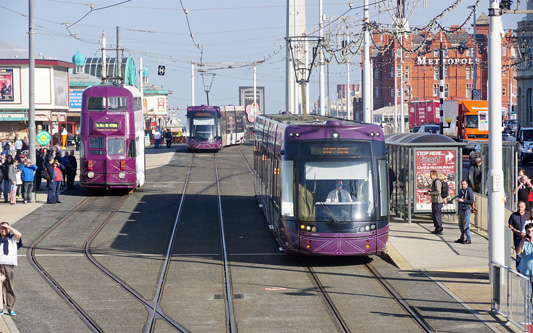 BLACKPOOL FLEXITY 2 TRAMS - Photo: ©2015 Ian Boyle - www.simplompc.co.uk - Simplon Postcards