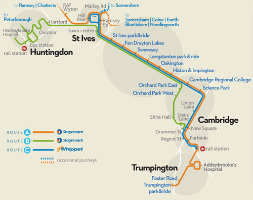 Cambridge Busway Map - Photo: ©2013 Ian Boyle - www.simplonpc.co.uk