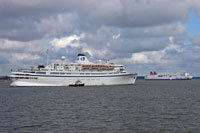 ATHENA - Classic International Cruises - Passing Felixstowe whilst arriving Harwich - Photo:  Ian Boyle,1st May 2010