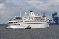 ATHENA - Classic International Cruises - Passing Felixstowe whilst arriving Harwich - Photo:  Ian Boyle,1st May 2010