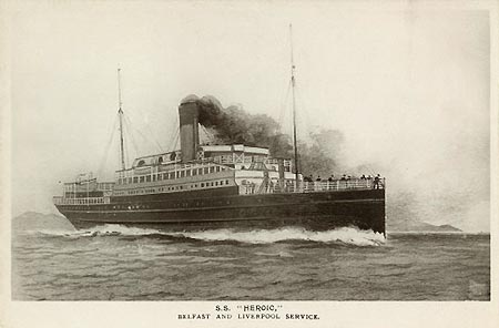 #php.02318 Photo SS HEROIC BELFAST SS CO 1906 STEAMSHIP FERRY PASSENGER SHIP 