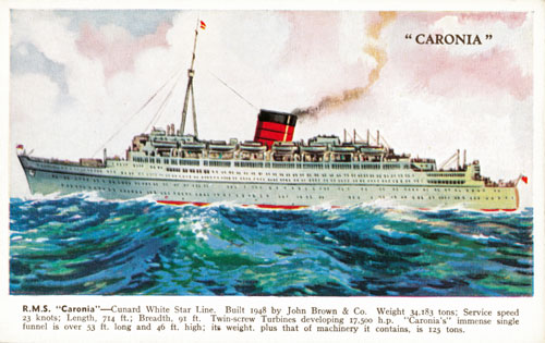 Cunard CARONIA of 1948 - www.simplonpc.co.uk