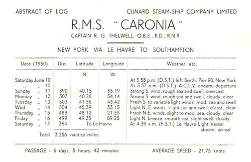 Cunard CARONIA of 1948 - www.simplonpc.co.uk