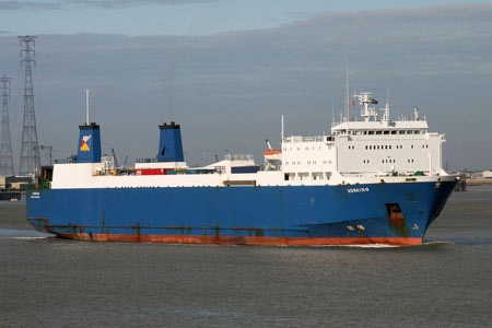 Norking outbound from Tilbury Docks for Zeebrugge - Photo: © Ken Smith, Gravesend, October 18th 2008