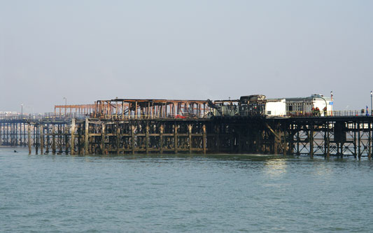 Southend Pier after the fire of 9th/10th October 2005 - Photo:  Ian Boyle, 10th October 2005 - www.simplonpc.co.uk 