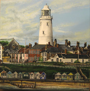 Southwold Lighthouse - Painting by Matthew Emeny - Email: suffolkoncanvas@live.co.uk - Tel: 07854 628 473
