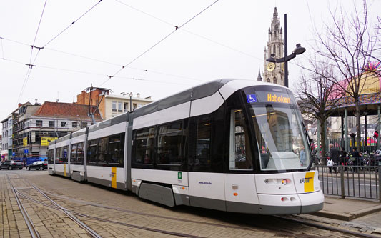 Flexity 2 'Albatros' De Lijn tram in Antwerp - Photo:  Ian Boyle, 9th March 2017