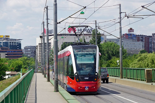 BelgradeCAF Urbos 3 Tram - www.spimplonpc.co.uk - Photo: ©Ian Boyle 17th May 2016