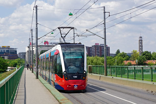 BelgradeCAF Urbos 3 Tram - www.spimplonpc.co.uk - Photo: ©Ian Boyle 17th May 2016