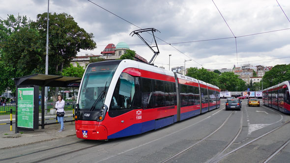 BelgradeCAF Urbos 3 Tram - www.spimplonpc.co.uk - Photo: ©Ian Boyle 17th May 2016