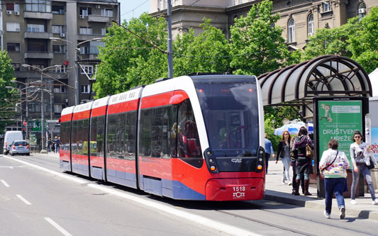 BelgradeCAF Urbos 3 Tram - www.spimplonpc.co.uk - Photo: ©Ian Boyle 17th May 2016