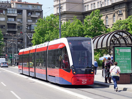 BelgradeCAF Urbos 3 Tram - www.spimplonpc.co.uk - Photo: ©Ian Boyle 17th May 2016