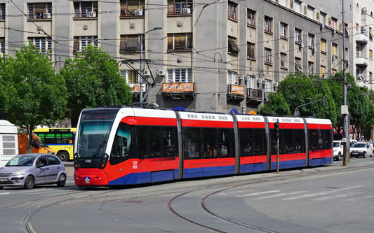 BelgradeCAF Urbos 3 Tram - www.spimplonpc.co.uk - Photo: ©Ian Boyle 17th May 2016