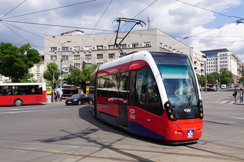 BelgradeCAF Urbos 3 Tram - www.spimplonpc.co.uk - Photo: ©Ian Boyle 17th May 2016