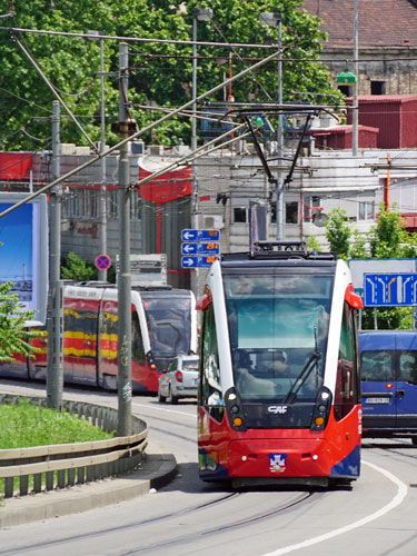 BelgradeCAF Urbos 3 Tram - www.spimplonpc.co.uk - Photo: ©Ian Boyle 17th May 2016