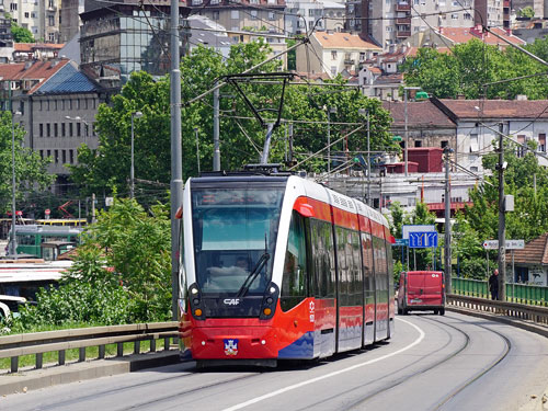 BelgradeCAF Urbos 3 Tram - www.spimplonpc.co.uk - Photo: ©Ian Boyle 17th May 2016