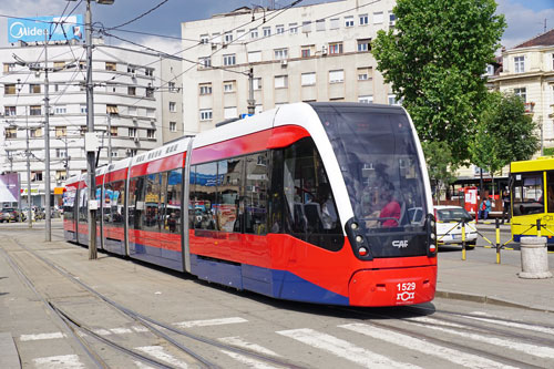 BelgradeCAF Urbos 3 Tram - www.spimplonpc.co.uk - Photo: ©Ian Boyle 17th May 2016