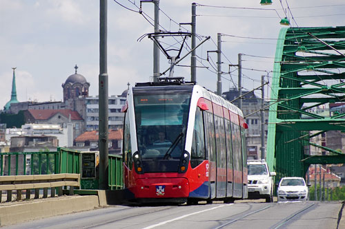 BelgradeCAF Urbos 3 Tram - www.spimplonpc.co.uk - Photo: ©Ian Boyle 17th May 2016