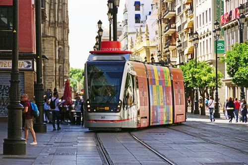 Seville CAF Urbos Tram 301 - www. www.simplonpc.co.uk.co.uk - Photo: ©Ian Boyle 17th May 2016