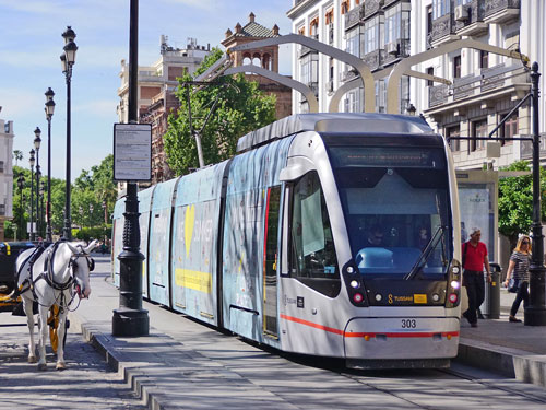 Seville CAF Urbos Tram 303 - www.simplonpc.co.uk - Photo: ©Ian Boyle 17th May 2016