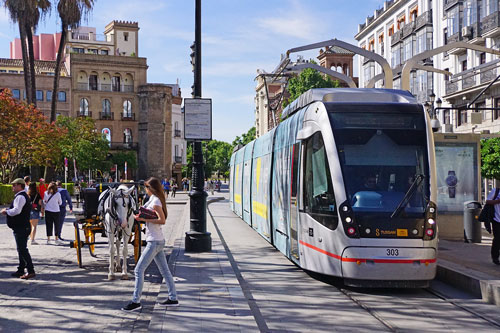 Seville CAF Urbos Tram 303 - www.simplonpc.co.uk - Photo: ©Ian Boyle 17th May 2016