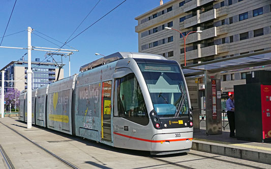 Seville CAF Urbos Tram 303 - www.simplonpc.co.uk - Photo: ©Ian Boyle 17th May 2016