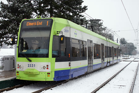 Croydon Tramlink in the Snow - Photo: © Ian Boyle, 6th January 2010