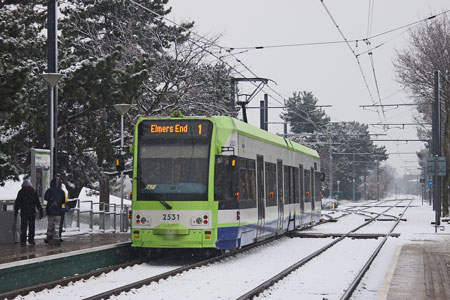 Croydon Tramlink in the Snow - Photo: © Ian Boyle, 6th January 2010