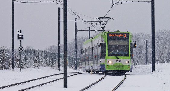 Croydon Tramlink in the Snow - Photo: © Ian Boyle, 6th January 2010