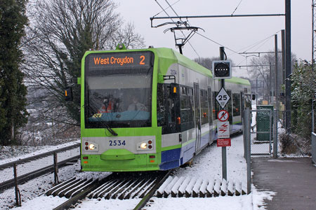 Croydon Tramlink in the Snow - Photo:  Ian Boyle, 6th January 2010