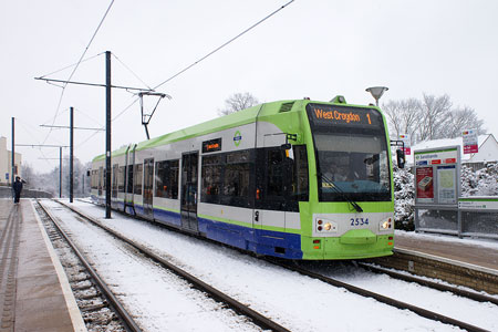 Croydon Tramlink in the Snow - Photo: © Ian Boyle, 6th January 2010