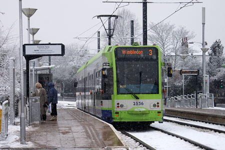 Croydon Tramlink in the Snow - Photo:  Ian Boyle, 6th January 2010