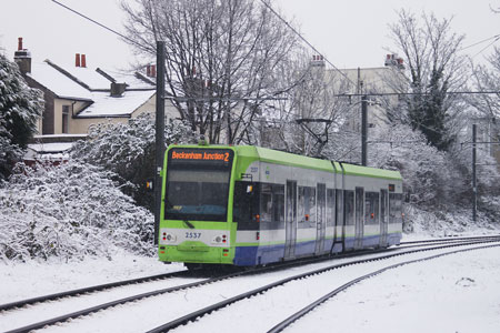 Croydon Tramlink in the Snow - Photo: © Ian Boyle, 6th January 2010