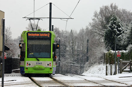 Croydon Tramlink in the Snow - Photo:  Ian Boyle, 6th January 2010