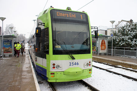 Croydon Tramlink in the Snow - Photo:  Ian Boyle, 6th January 2010