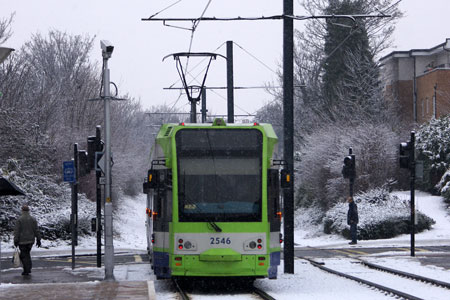 Croydon Tramlink in the Snow - Photo:  Ian Boyle, 6th January 2010