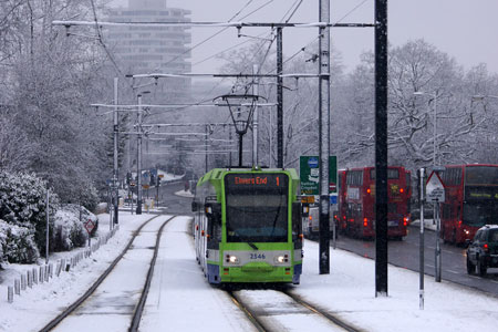 Croydon Tramlink in the Snow - Photo: © Ian Boyle, 6th January 2010