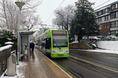 Croydon Tramlink in the Snow - Photo: © Ian Boyle, 6th January 2010